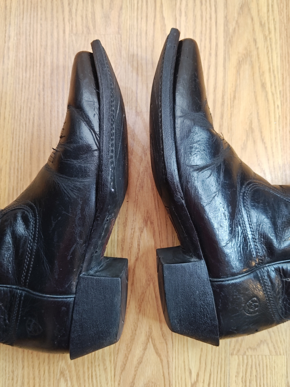 Ariat Heritage Western Boots Black Leather Square Toe Blue Gold Stitch 10.5D - Picture 9 of 14